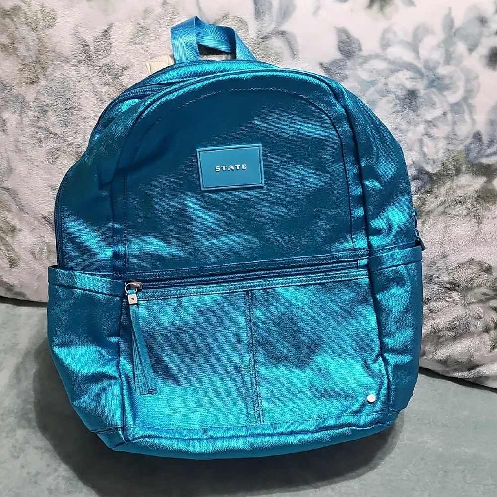 STATE Teal Metallic Backpack